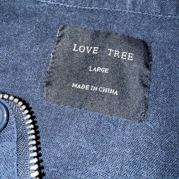 Love Tree Linen Blend Jacket – Navy – Women’s Size Large – Adjustable Waist - Picture 4 of 6